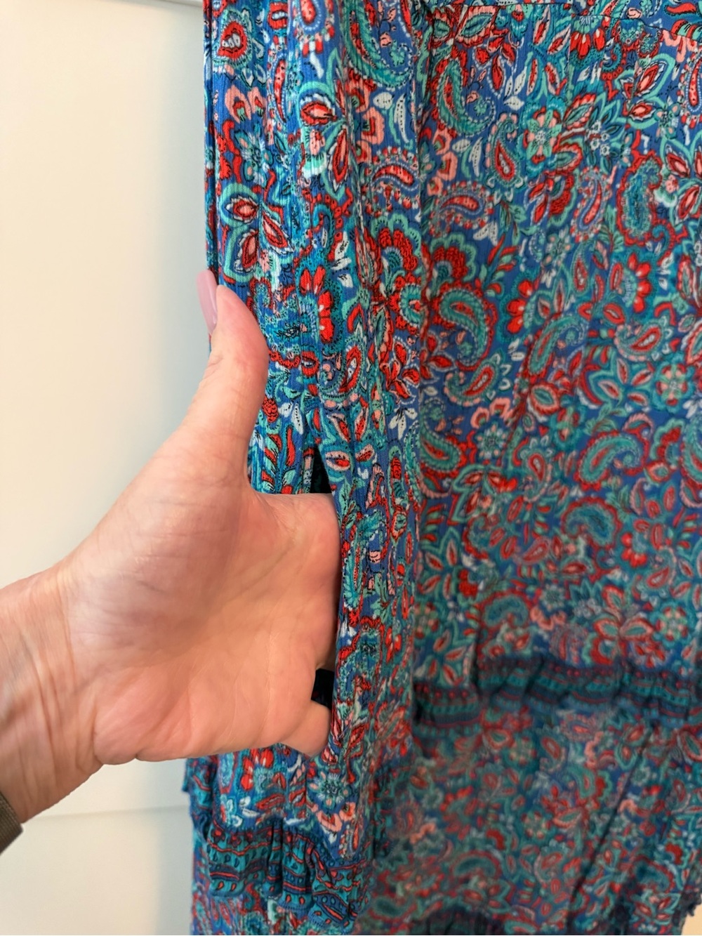 J. Jill Blue Paisley Tiered Sleeveless Maxi Dress. XL - Picture 4 of 9